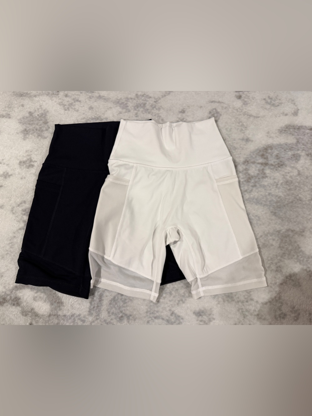 Set of 2. Aerie Women’s High-Waist Bike Shorts - White and Black